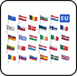 Various flags from across Europe.